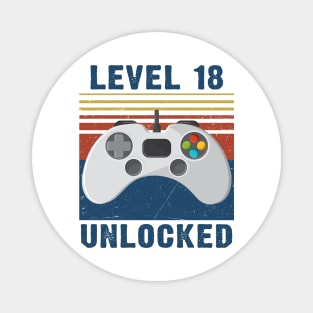 Level 18 unlocked funny gamer 18th birthday Magnet